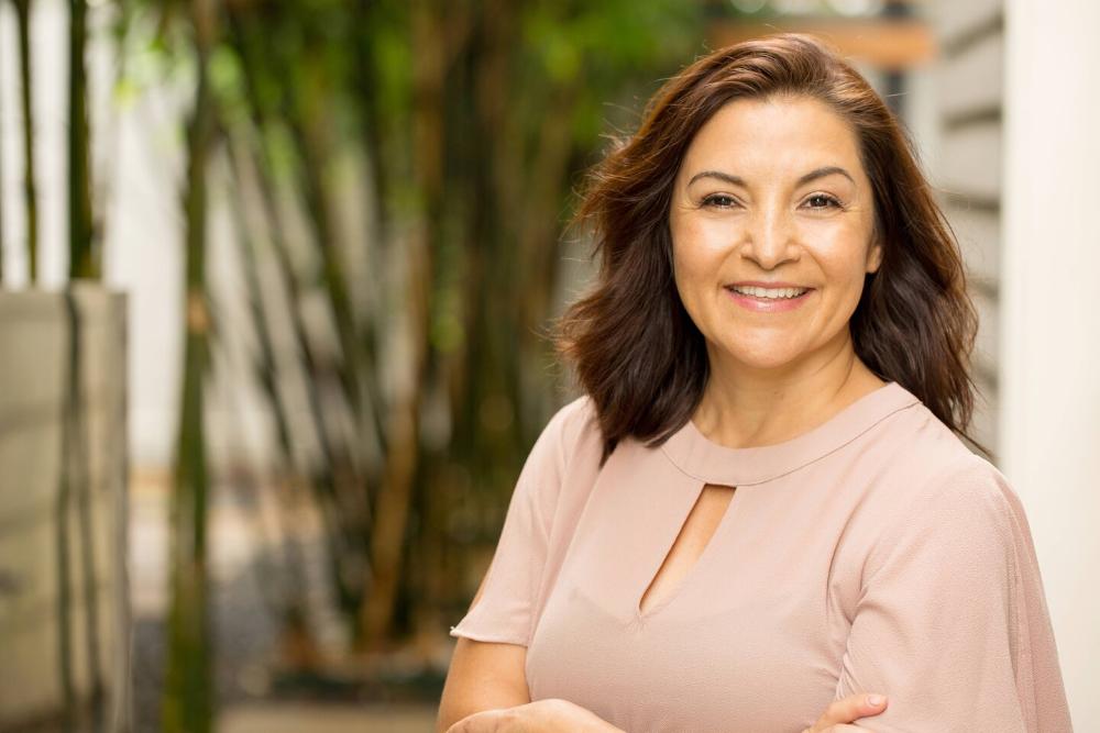 middle aged woman smiling