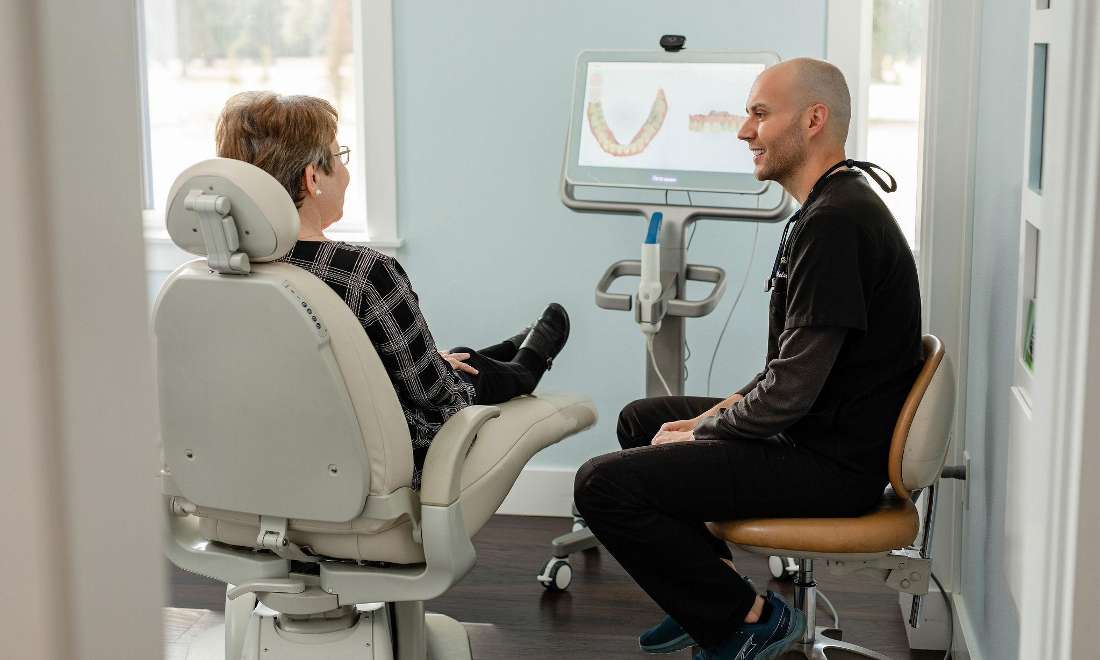 Dr. Mickelson Reviews Treatment Plan With Patient in ponderay